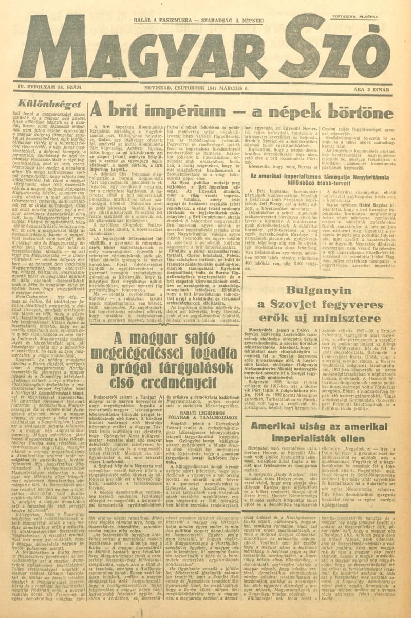 Magyar Szó, 4. évf. 1947. március 6. 54. sz. 1–8. oldal