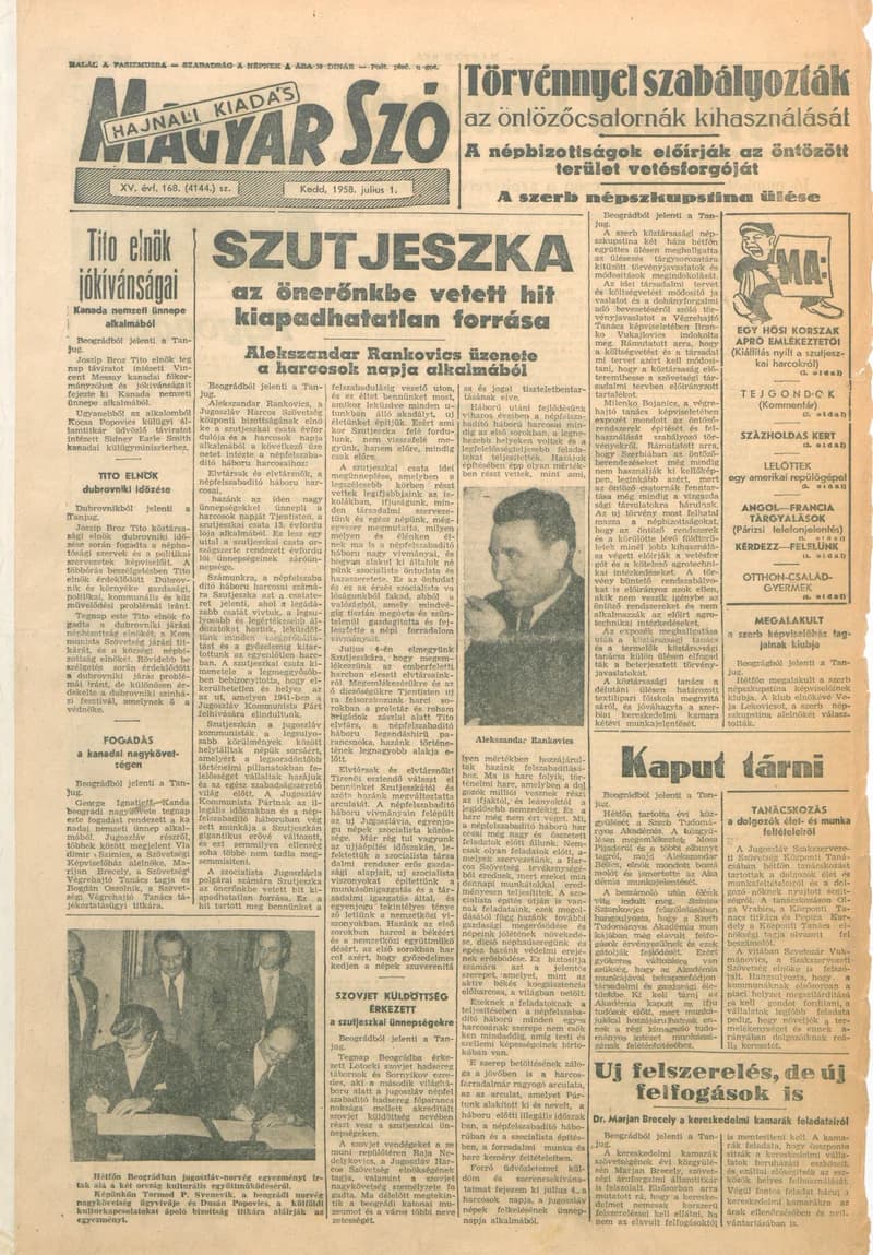 Magyar Szó, 15. évf. 1958. július 1. 168. sz. 1–18. oldal