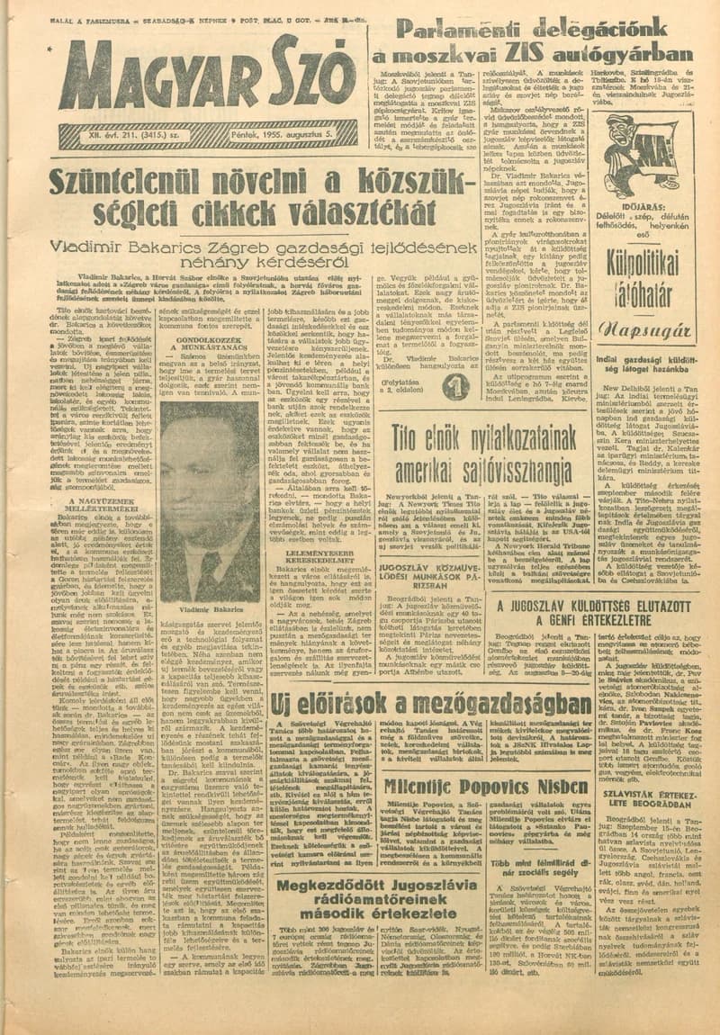 Magyar Szó, 12. évf. 1955. augusztus 5. 211. sz. 1–8. oldal