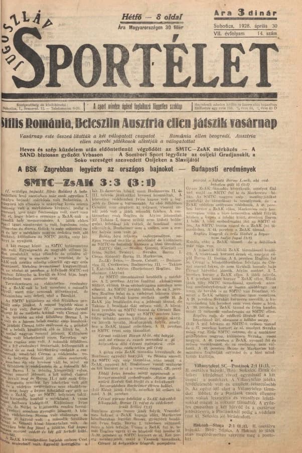 Jugoszláv sportélet, 7. évf. 1928. április 30. 14. sz.