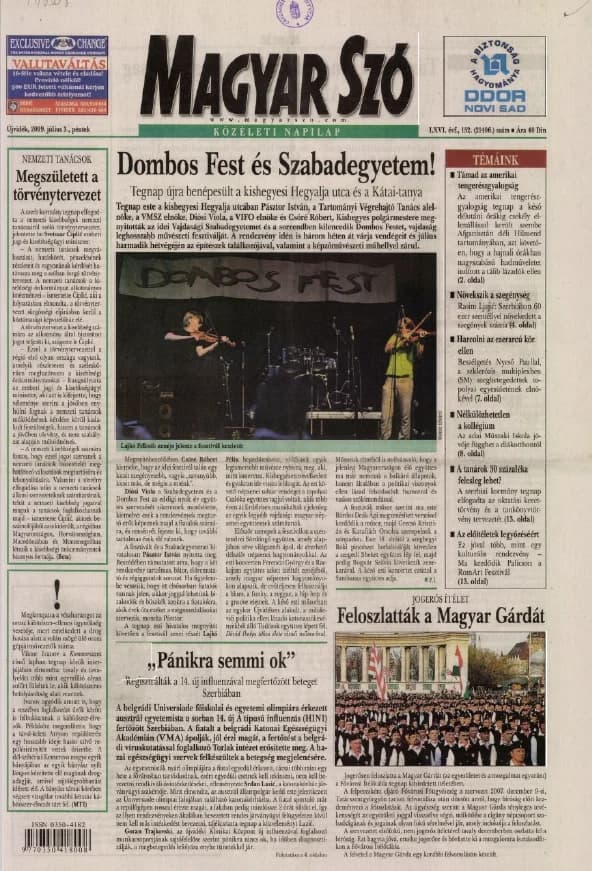 Magyar Szó, 66. évf. 2009. július 3. 152. sz. 1–16. oldal