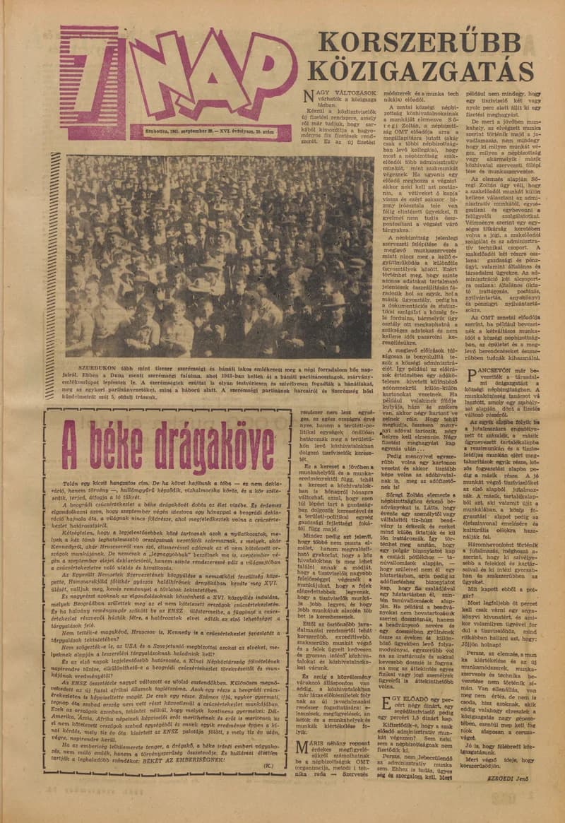 7 Nap, 16. évf. 1961. szeptember 29. 39. sz. 1–20. oldal