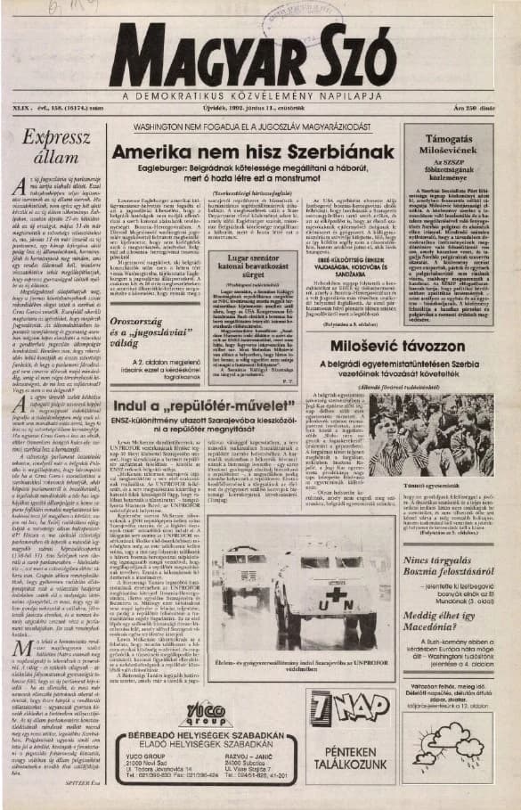 Magyar Szó, 49. évf. 1992. június 11. 158. sz. 1–16. oldal