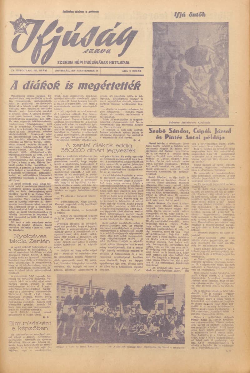 Ifjúság Szava, 6. évf. 1950. szeptember 16. 262. sz.
