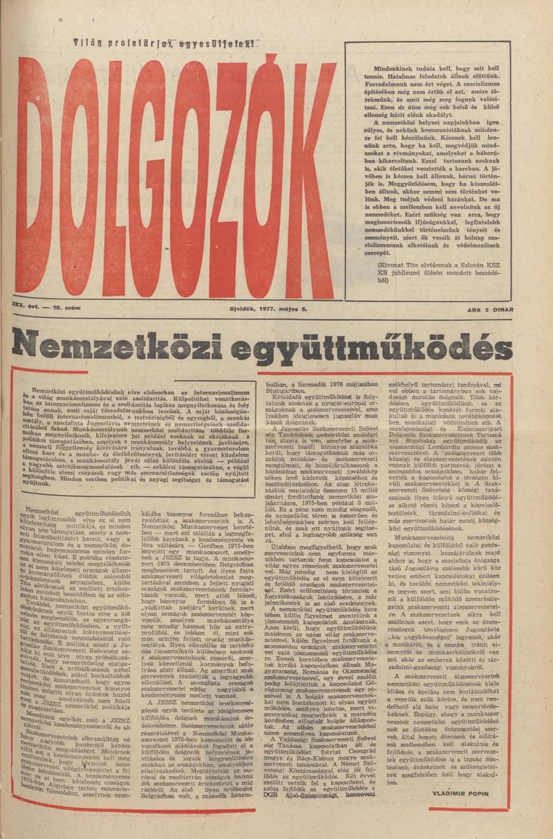 Dolgozók, 31. évf. 1977. május 5. 18. sz.
