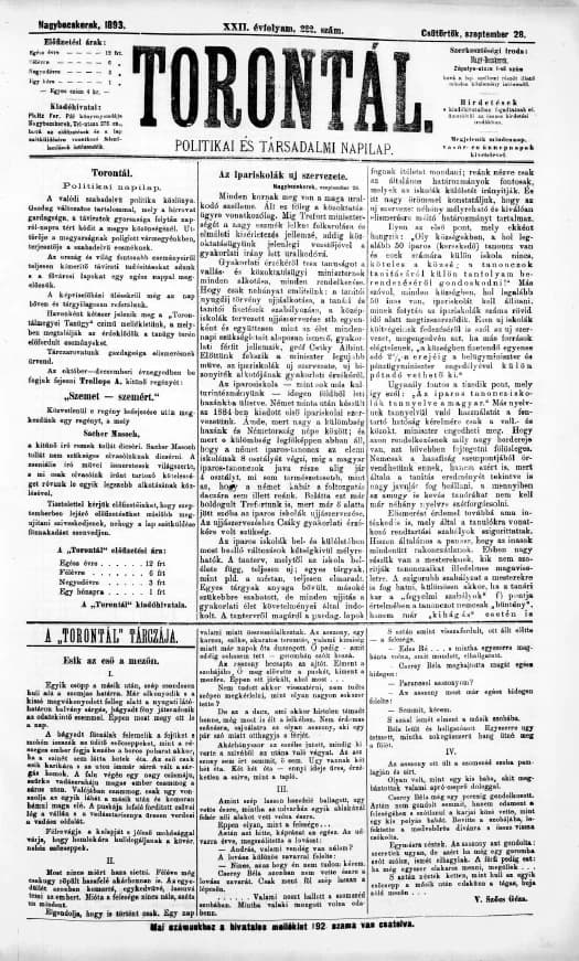Torontál, 22. évf. 1893. szeptember 28. 222. sz.