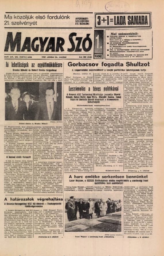 Magyar Szó, 44. évf. 1987. október 24. 293. sz. 1–20. oldal