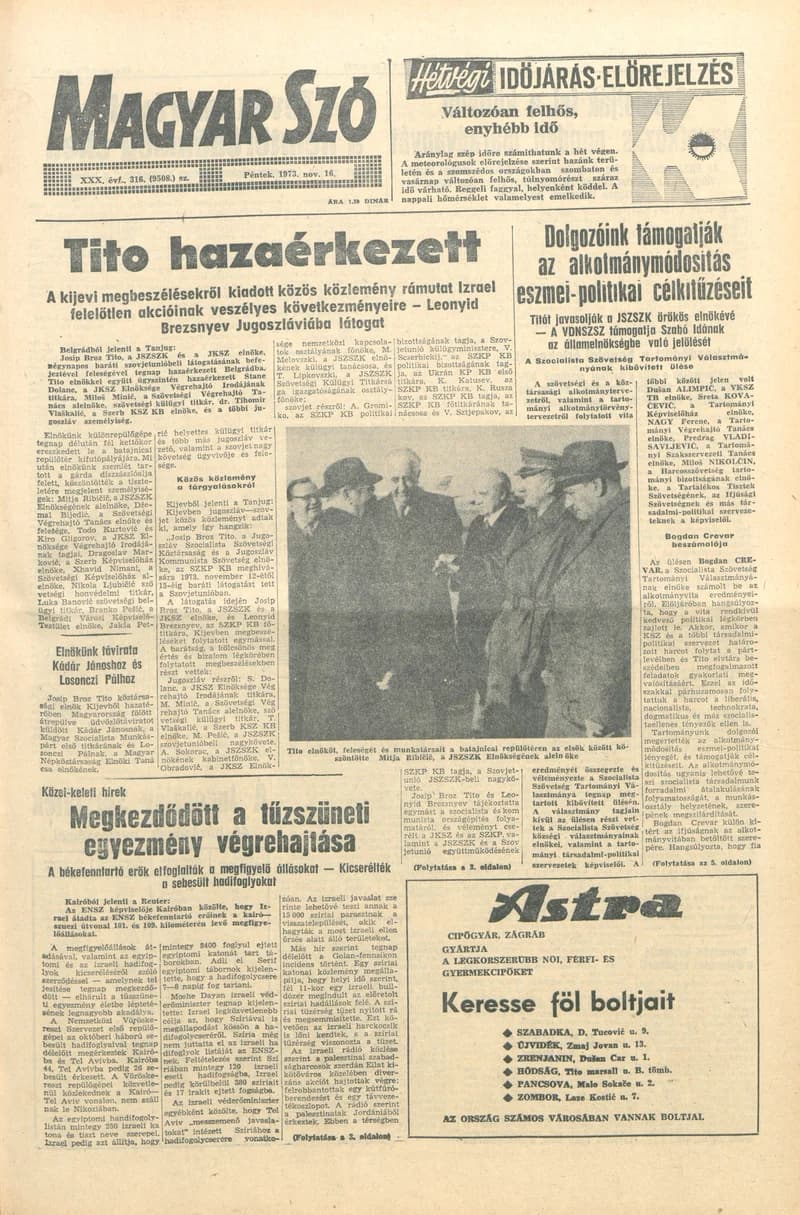 Magyar Szó, 30. évf. 1973. november 16. 316. sz.