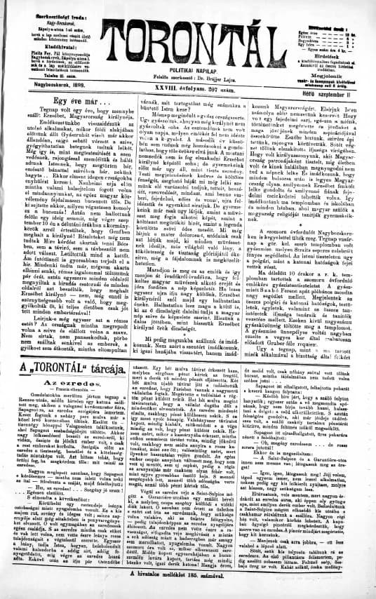 Torontál, 28. évf. 1899. szeptember 11. 207. sz.