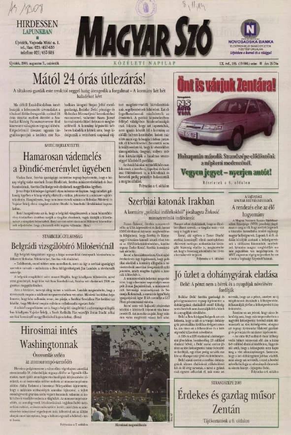 Magyar Szó, 60. évf. 2003. augusztus 7. 185. sz. 1–16. oldal
