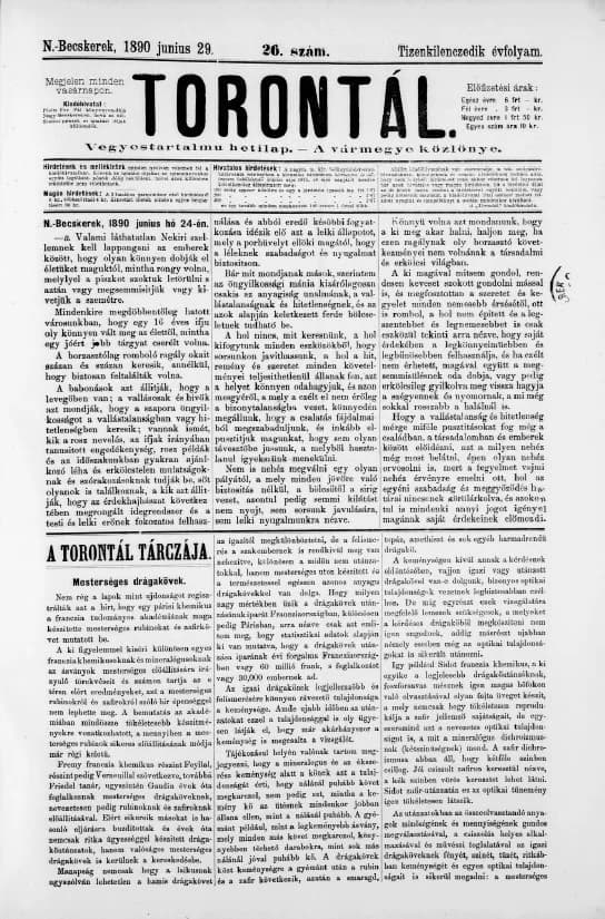 Torontál, 19. évf. 1890. június 29. 26. sz.