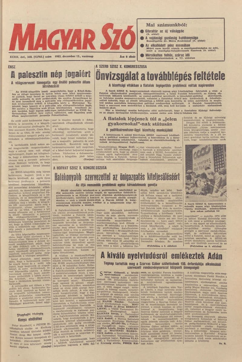 Magyar Szó, 39. évf. 1982. december 12. 340. sz. 1–32. oldal