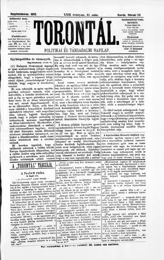 Torontál, 22. évf. 1893. február 23. 44. sz.