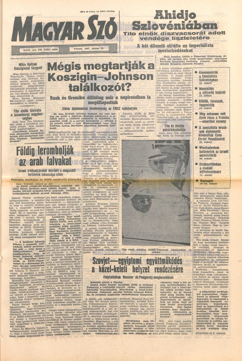 Magyar Szó, 24. évf. 1967. június 23. 170. sz. 1–14. oldal