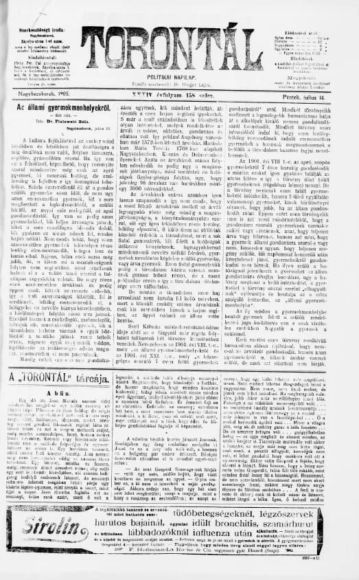 Torontál, 34. évf. 1905. július 14. 158. sz.
