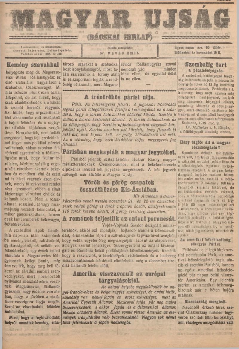 Bácskai Hirlap, 23. évf. 1919. december 12. 151. sz.