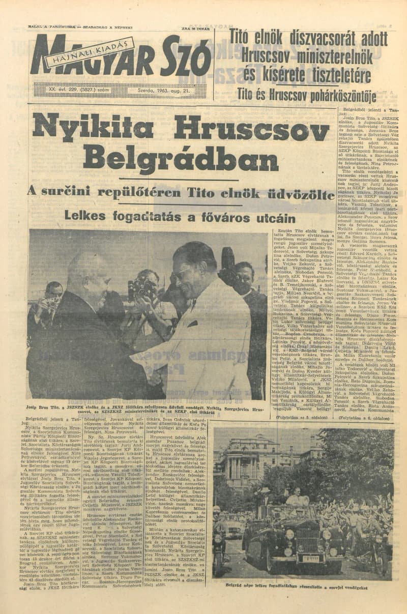 Magyar Szó, 20. évf. 1963. augusztus 21. 229. sz. 1–14. oldal