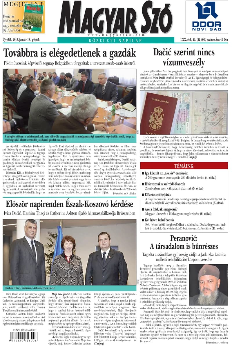 Magyar Szó, 70. évf. 2013. január 18. 13. sz. 1–20. oldal