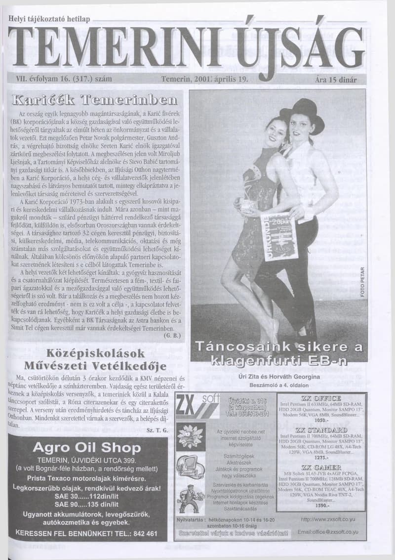 Temerini Újság, 7. évf. 2001. április 19. 16. sz.