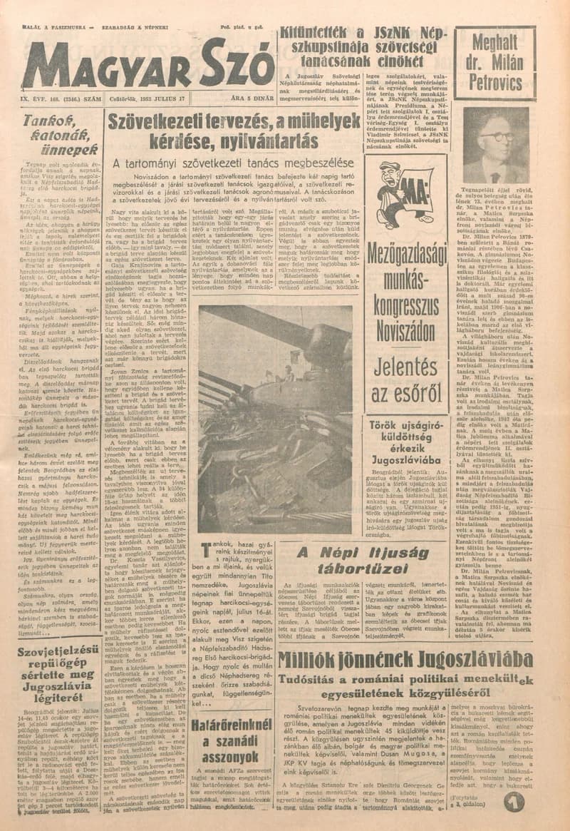 Magyar Szó, 9. évf. 1952. július 17. 168. sz. 1–6. oldal