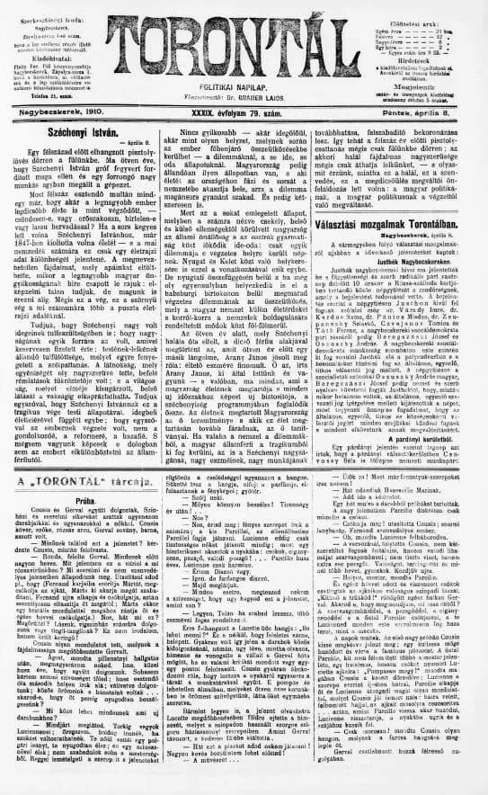 Torontál, 39. évf. 1910. április 8. 79. sz.