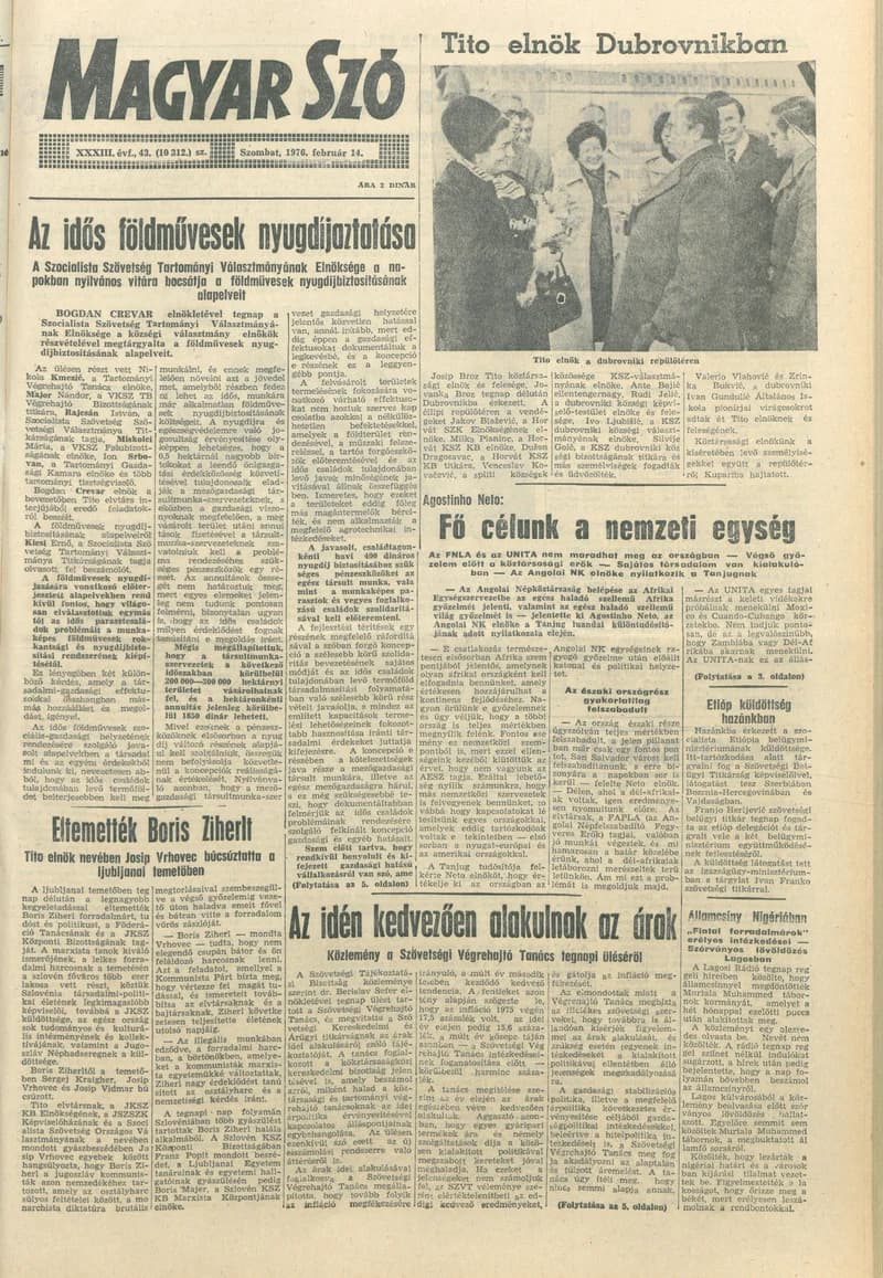 Magyar Szó, 33. évf. 1976. február 14. 43. sz. 1–20. oldal