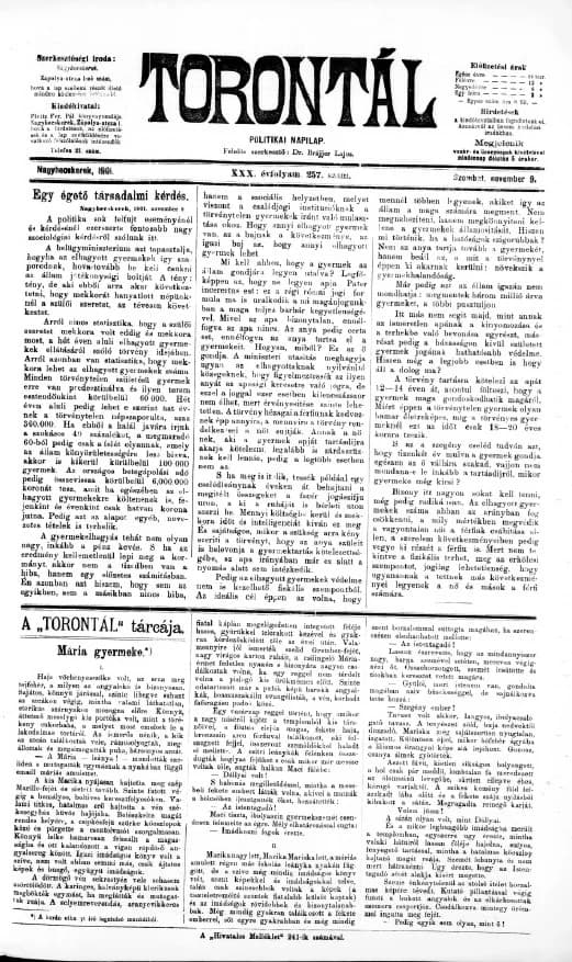 Torontál, 30. évf. 1901. november 9. 257. sz.