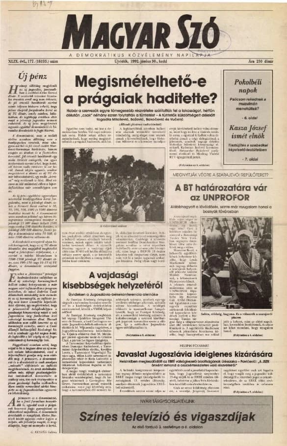 Magyar Szó, 49. évf. 1992. június 30. 177. sz. 1–16. oldal