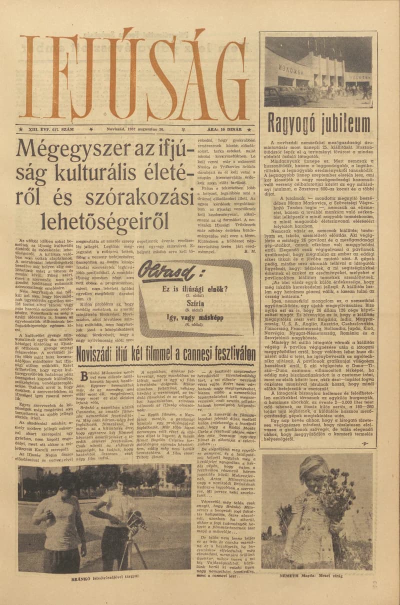 Ifjúság, 13. évf. 1957. augusztus 30. 617. sz.
