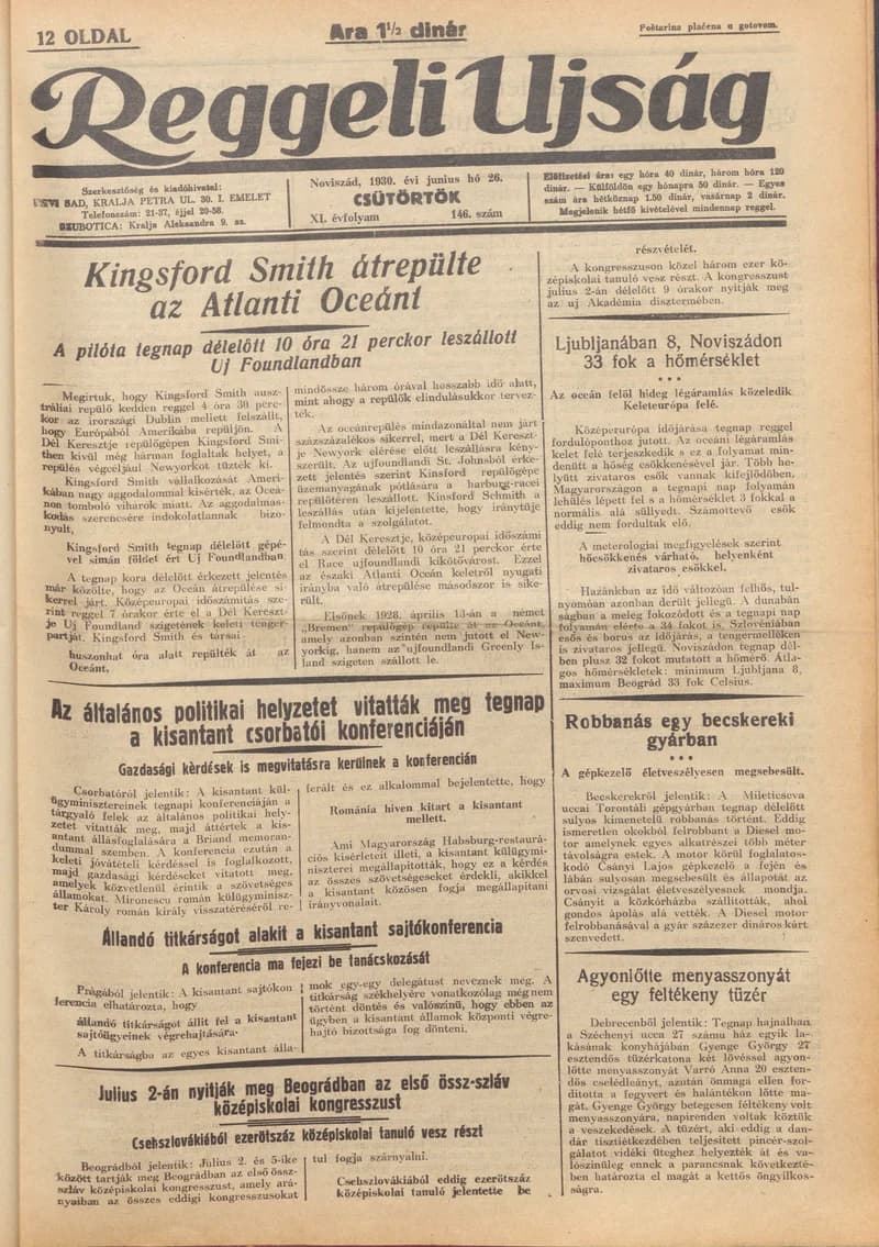 Reggeli Újság, 11. évf. 1930. június 26. 146. sz.