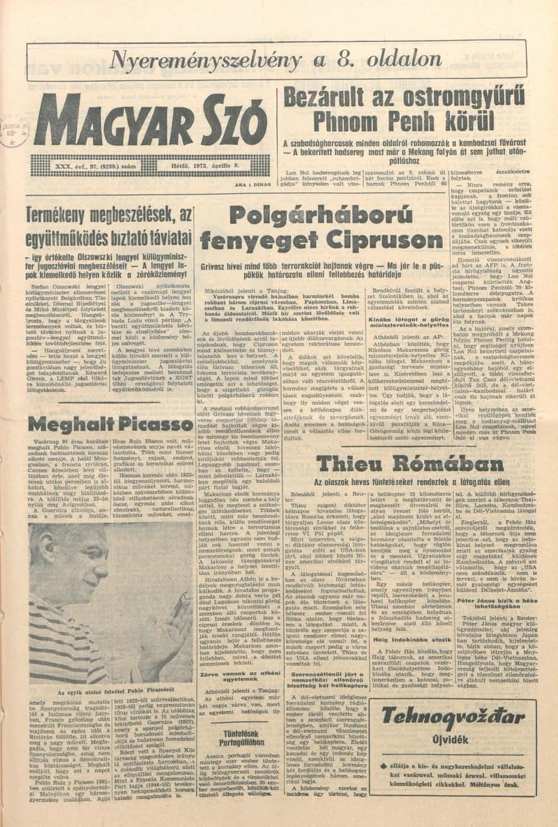 Magyar Szó, 30. évf. 1973. április 9. 97. sz. 1–10. oldal