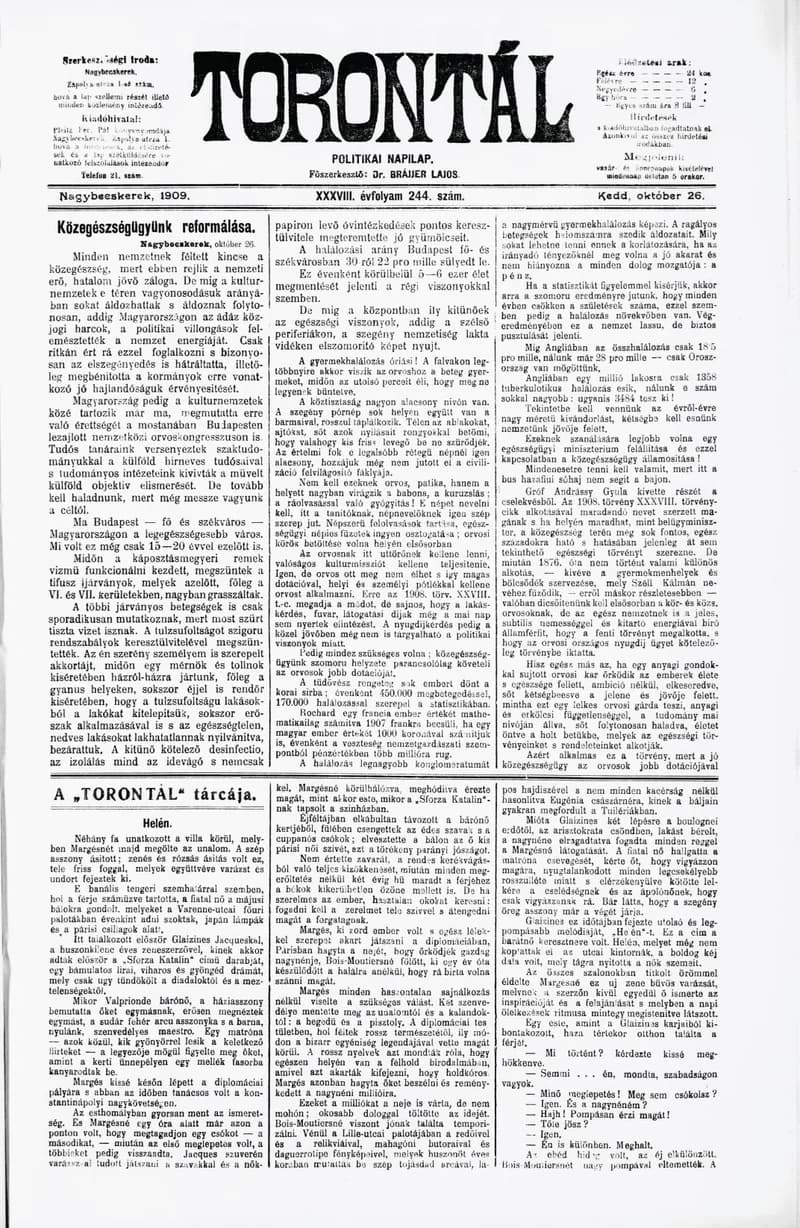 Torontál, 38. évf. 1909. október 26. 244. sz.