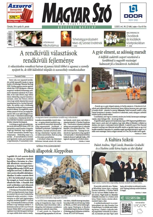 Magyar Szó, 73. évf. 2016. április 29. 98. sz. 1–16. oldal