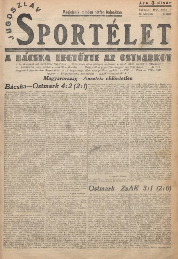 Jugoszláv sportélet, 3. évf. 1924. május 5. 13. sz.