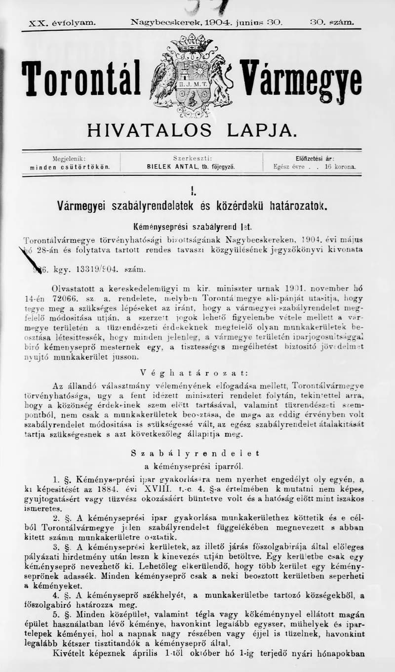 Torontál Vármegye Hivatalos Lapja, 20. évf. 1904. június 30. 30. sz.