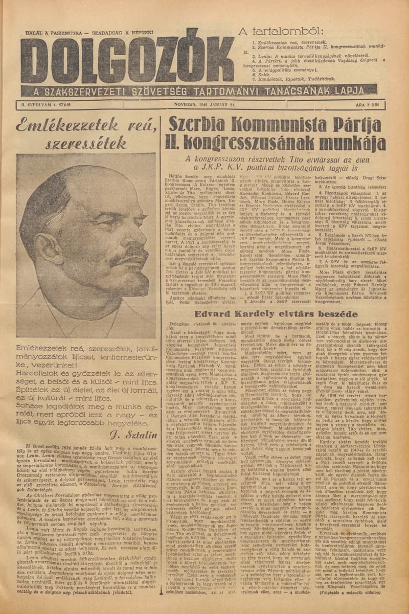 Dolgozók, 3. évf. 1949. január 21. 4. sz.