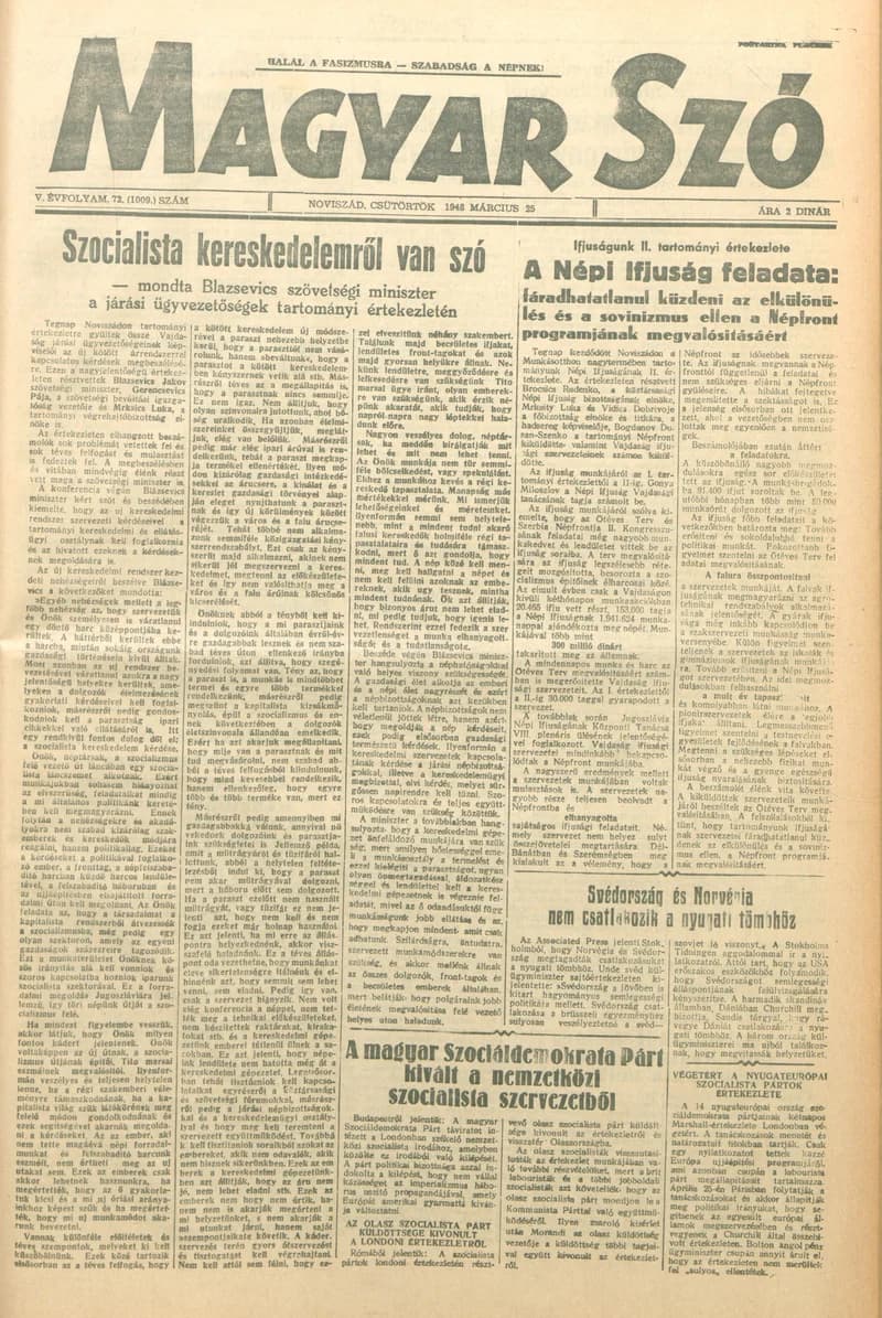 Magyar Szó, 5. évf. 1948. március 25. 72. sz. 1–6. oldal