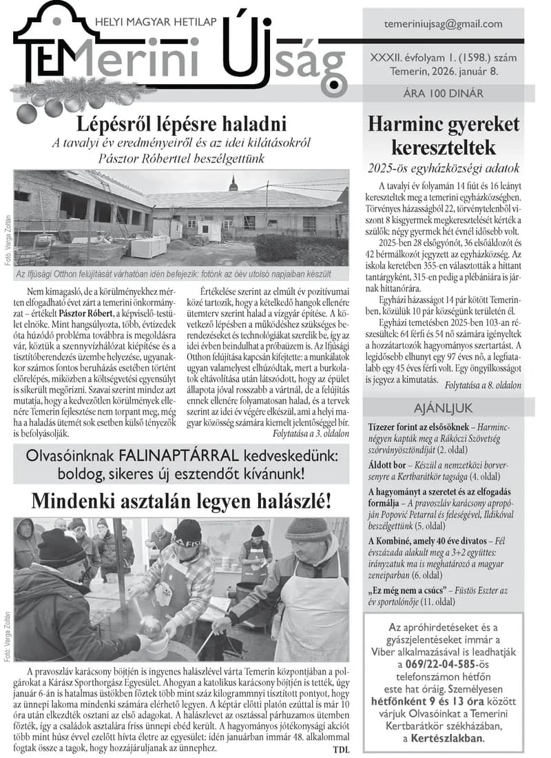 Temerini Újság, 32. évf. 2026. január 8. 1. sz.