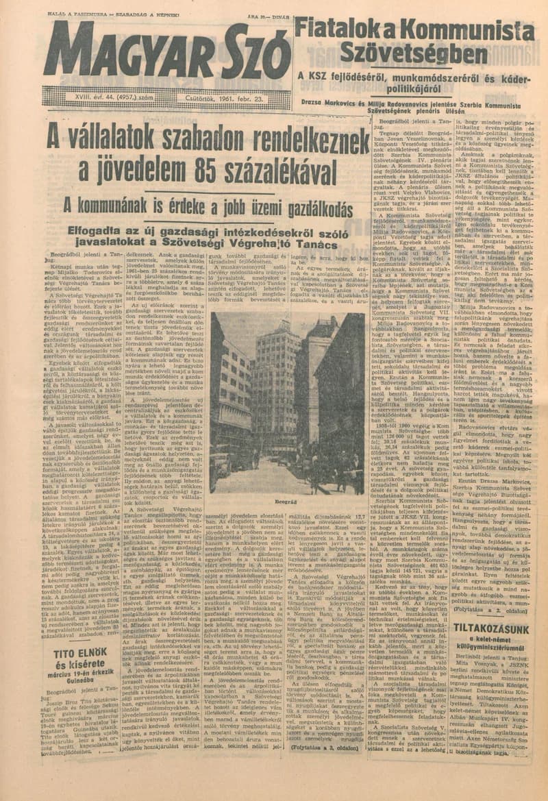 Magyar Szó, 18. évf. 1961. február 23. 44. sz. 1–12. oldal