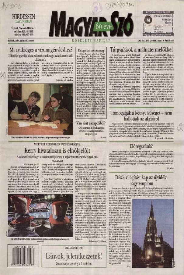 Magyar Szó, 61. évf. 2004. július 30. 177. sz. 1–20. oldal