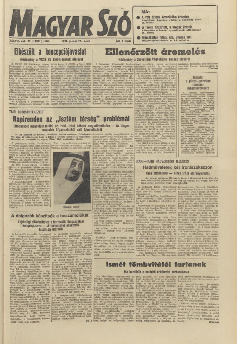 Magyar Szó, 38. évf. 1981. január 27. 25. sz. 1–20. oldal