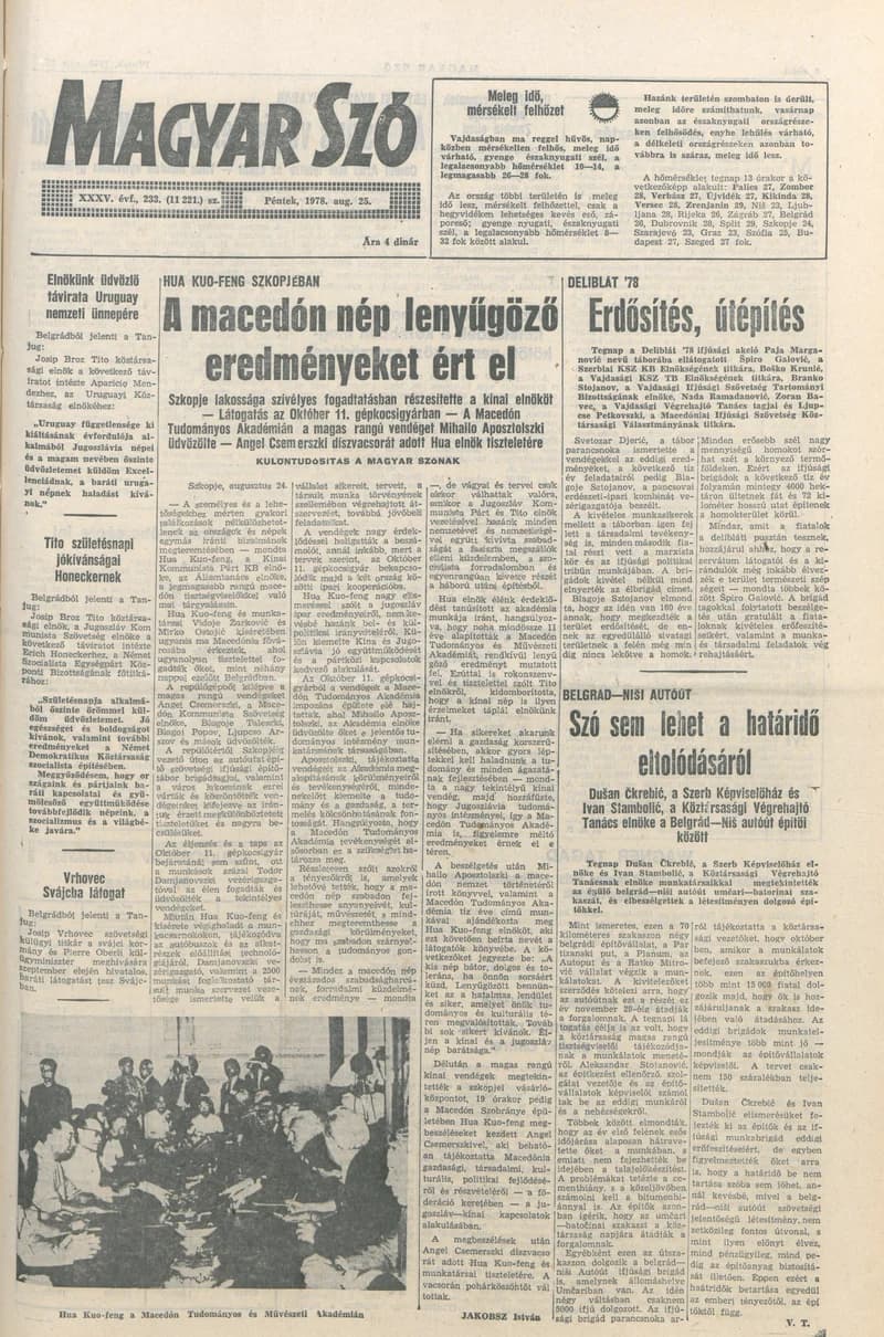 Magyar Szó, 35. évf. 1978. augusztus 25. 233. sz. 1–20. oldal