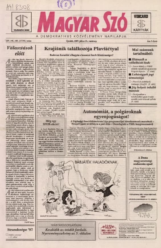 Magyar Szó, 54. évf. 1997. július 13. 163. sz. 1–24. oldal