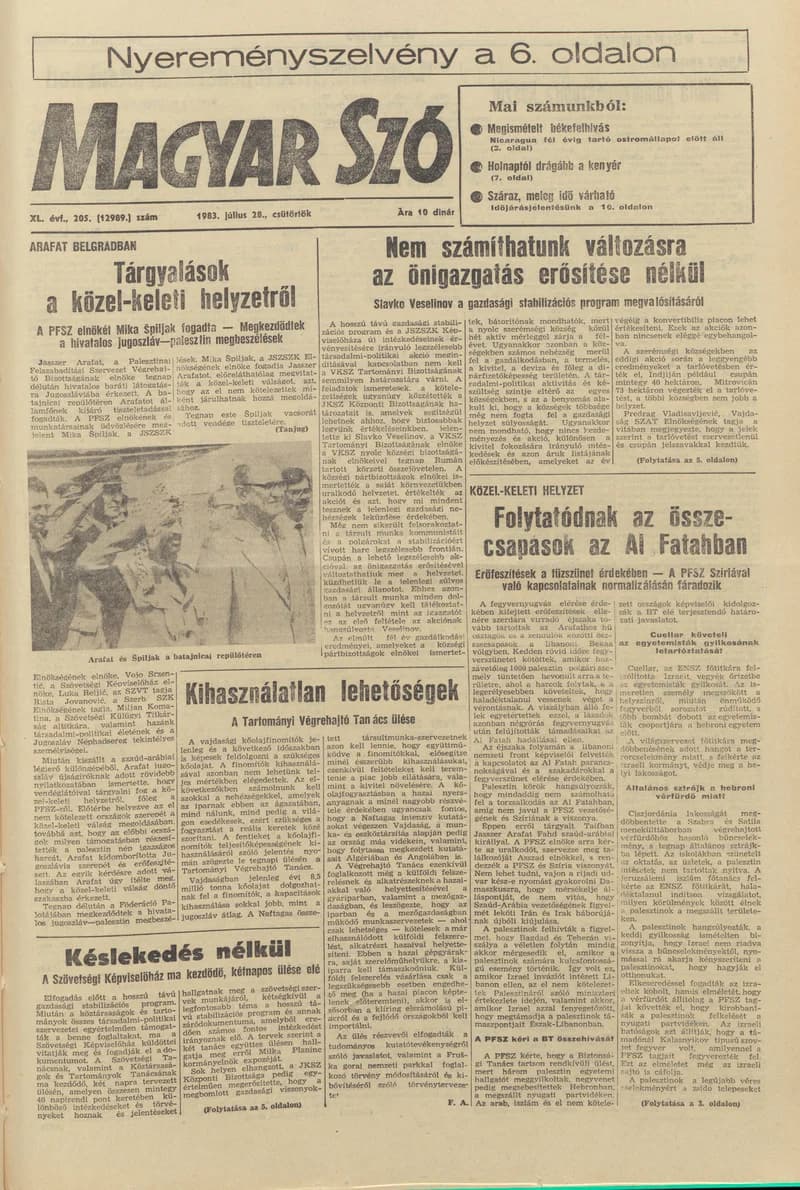 Magyar Szó, 40. évf. 1983. július 28. 205. sz. 1–20. oldal