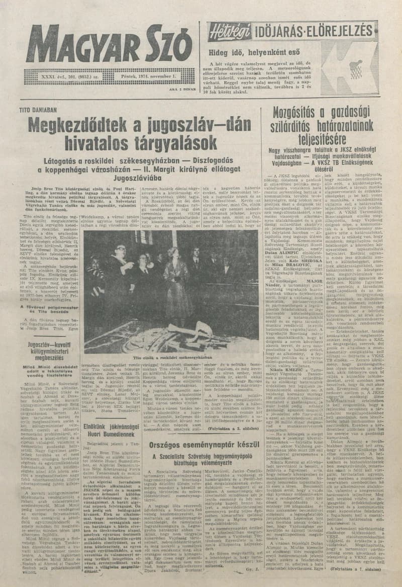 Magyar Szó, 31. évf. 1974. november 1. 301. sz. 1–20. oldal