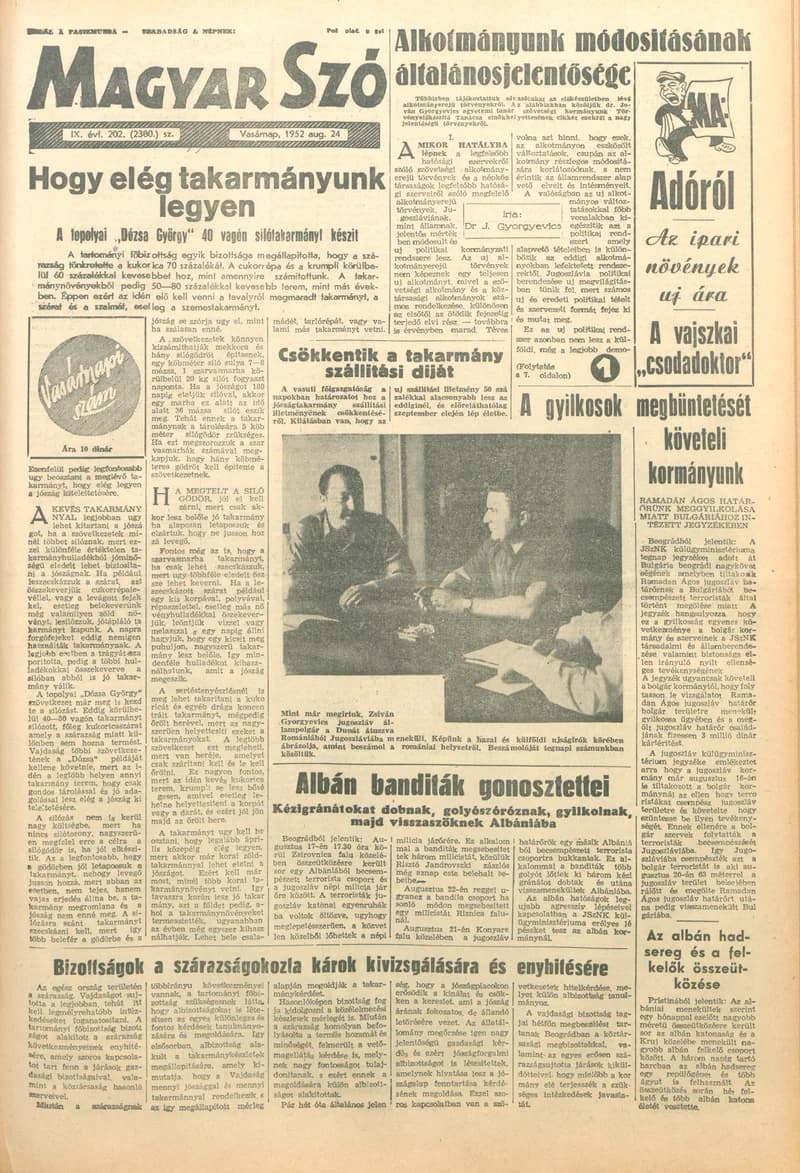 Magyar Szó, 9. évf. 1952. augusztus 24. 202. sz. 1–12. oldal