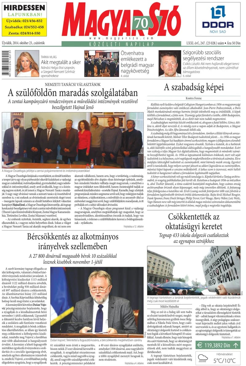 Magyar Szó, 71. évf. 2014. október 23. 247. sz. 1–16. oldal