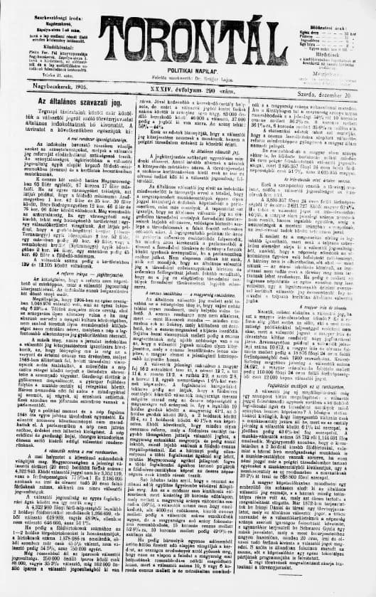 Torontál, 34. évf. 1905. december 20. 290. sz.