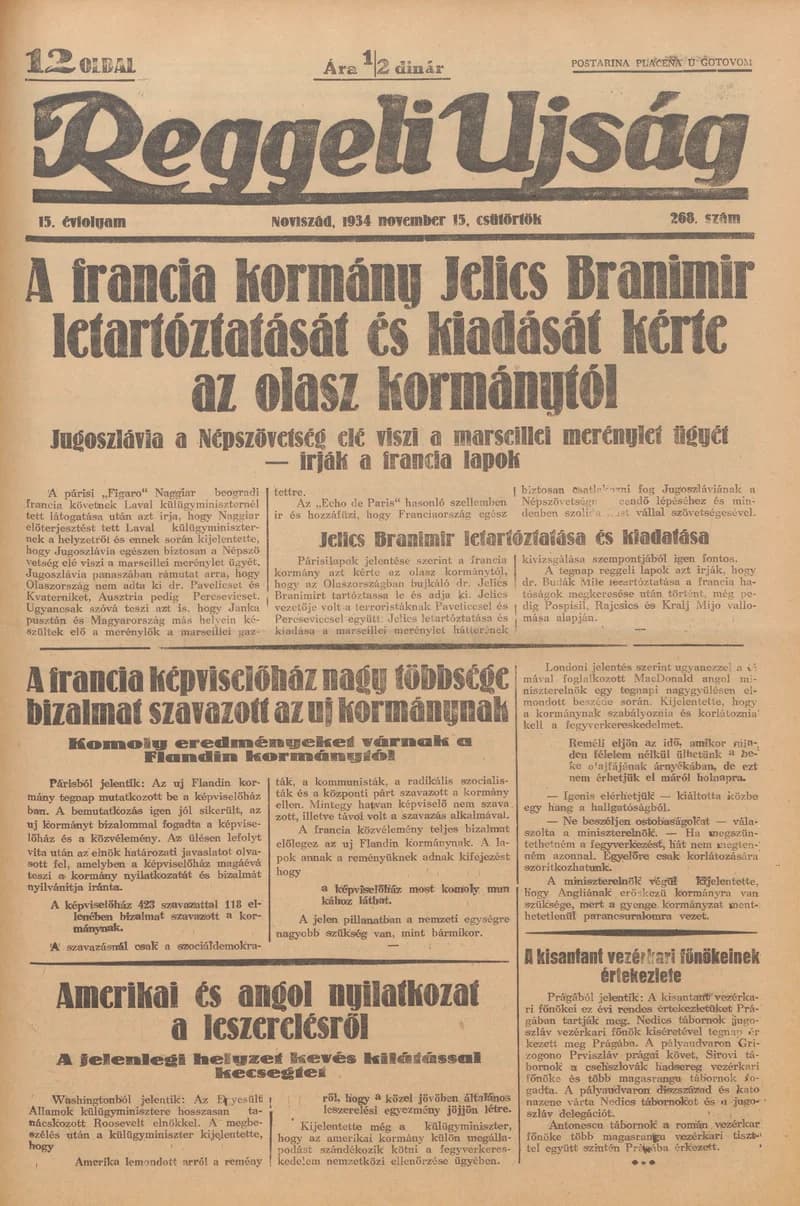 Reggeli Újság, 15. évf. 1934. november 15. 268. sz.