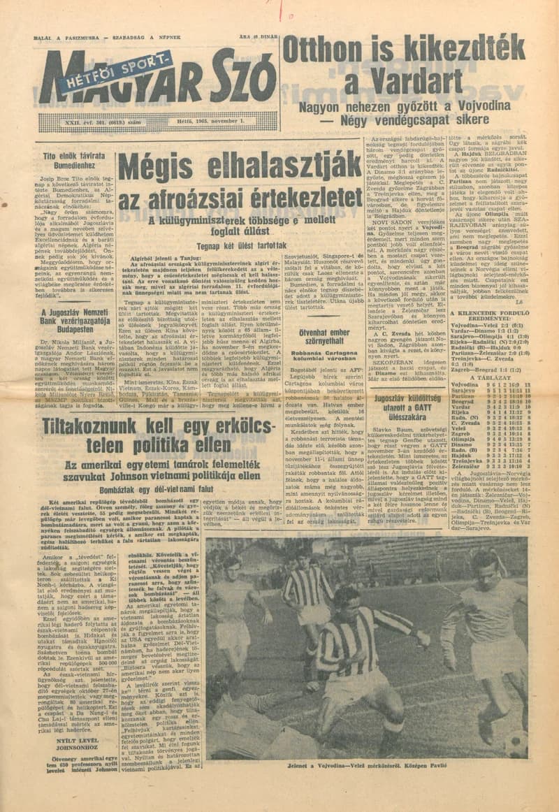 Magyar Szó, 22. évf. 1965. november 1. 301. sz.
